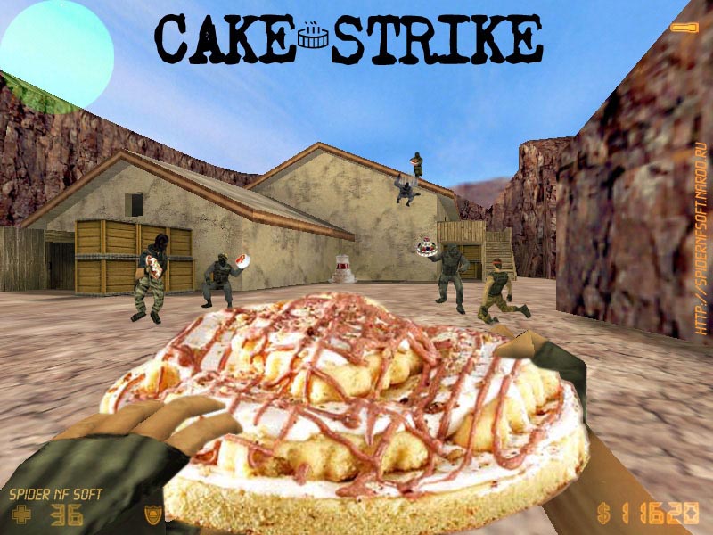 Counter-Strike. Битва тортами. / коллаж, юмор, Counter-Strike, скриншот, террорист, cake, торт 