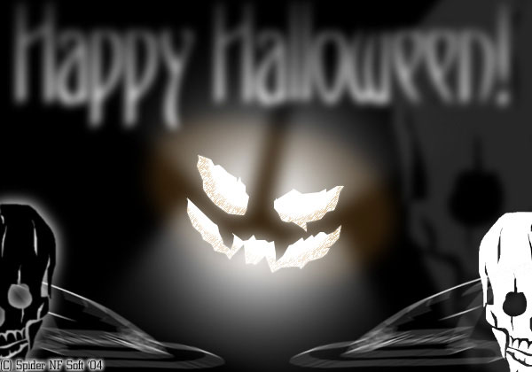 Happy Halloween 2004 / арт, Halloween, тыква, череп, ведьмин колпак